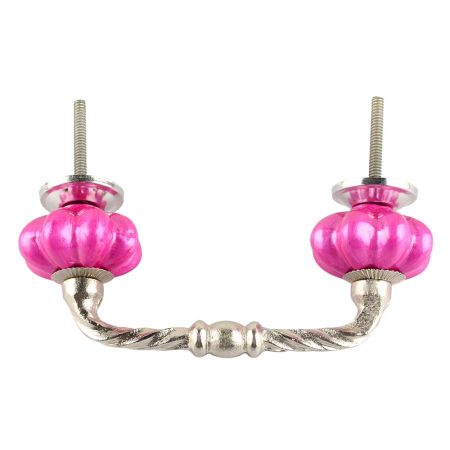 Solid Neon Pink Melon Ceramic Cut Bridge Handle